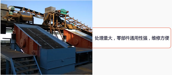 圓振動(dòng)篩處理量大，零部件通用性強(qiáng)，維修方便。