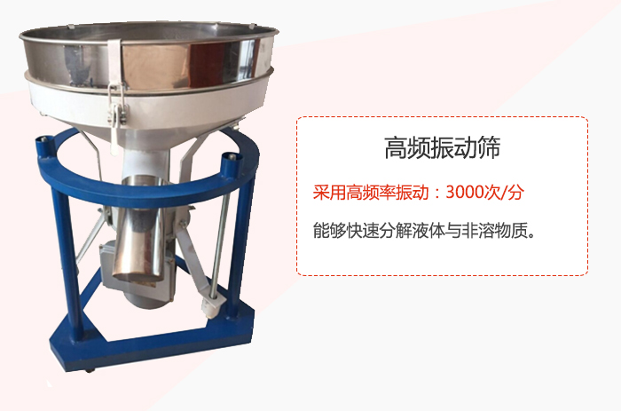 高頻振動(dòng)篩采用高頻率振動(dòng)：3000次/分 ，能夠快速分解液體與非溶物質(zhì)。