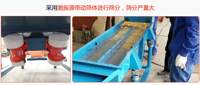 采用激振源帶動(dòng)篩體進(jìn)行篩分，篩分產(chǎn)量大。