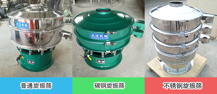 醫(yī)藥振動篩常見材質(zhì)展示：碳鋼＋不銹鋼，不銹鋼，碳鋼等材質(zhì)展示