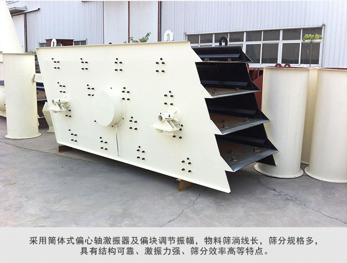 圓振動(dòng)篩 采用筒體式偏心軸激振器及偏心塊調(diào)節(jié)振幅。